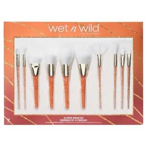 Wet N Wild 10 Piece Orange Glitter Makeup Brushes